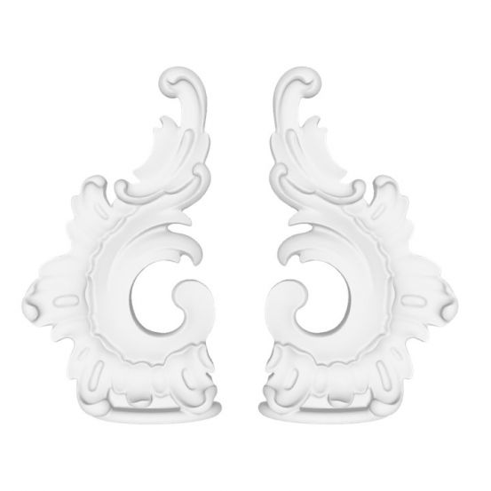 Окончания к молдингу RODECOR Рококо 06301RC из гипса (130*75*20 мм) пара