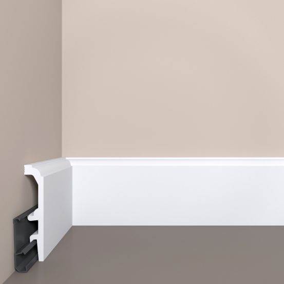 Плинтус напольный Bello Deco XPS П24 из полистирола с монтажной планкой