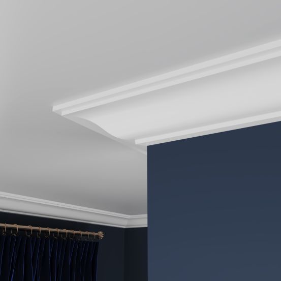 Карниз потолочный UltraWood CR 0023 из ЛДФ (135,5х65х2440 мм)