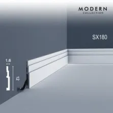 Плинтус напольный Orac Decor SX180 из дюрополимера с кабель-каналом